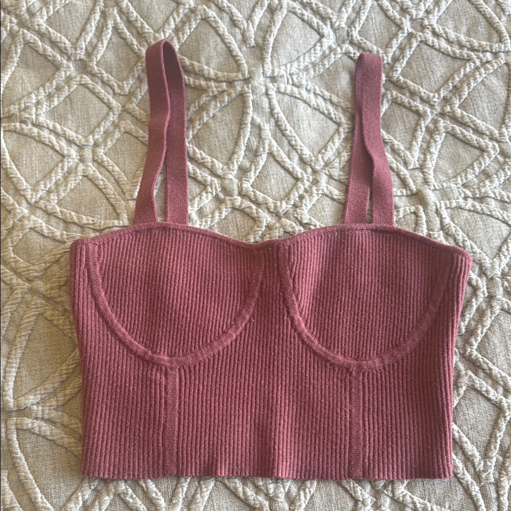 Jonathan Simkhai Ribbed Knit Top in mauve